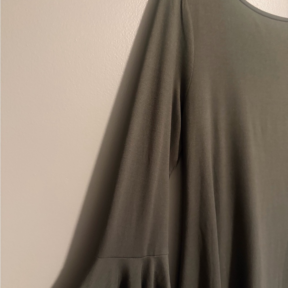 Altar'd State Green Karol Long Bell Sleeve Olive Boho Dress lattice back S - Picture 4 of 10